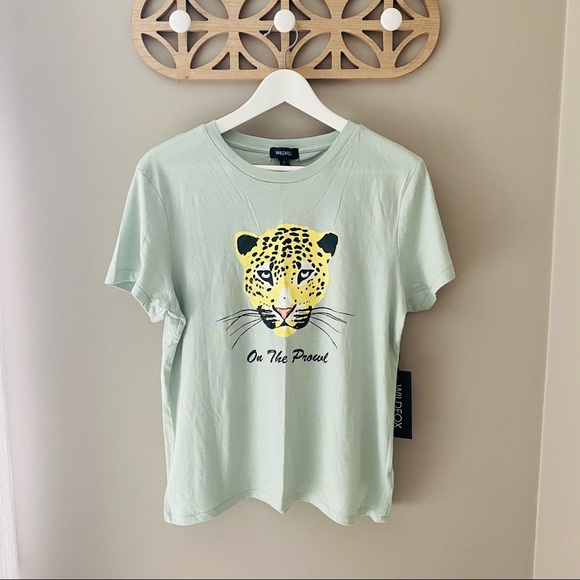 Wildfox On The Prowl Cheetah T-Shirt Green Medium - Picture 1 of 8